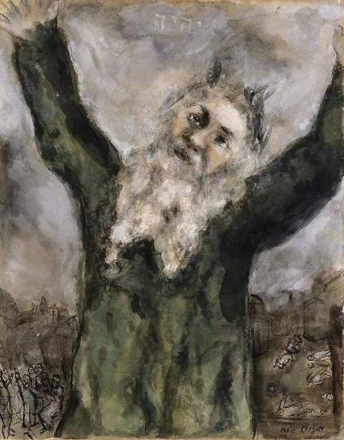 Moïse répand la mort chez les Égyptiens contemporain Marc Chagall Peintures à l'huile